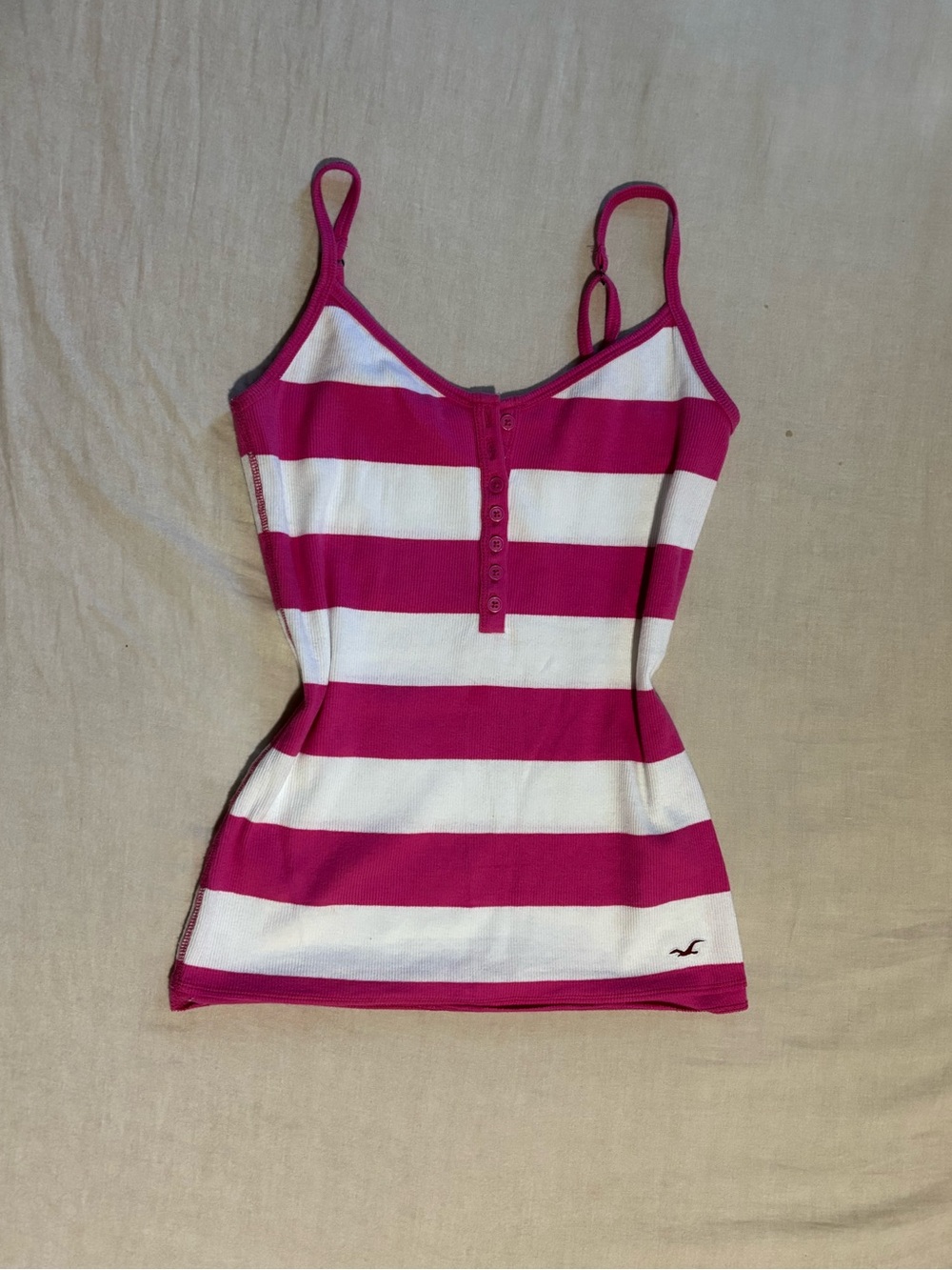 Hollister Pink & White Striped Ribbed Cami